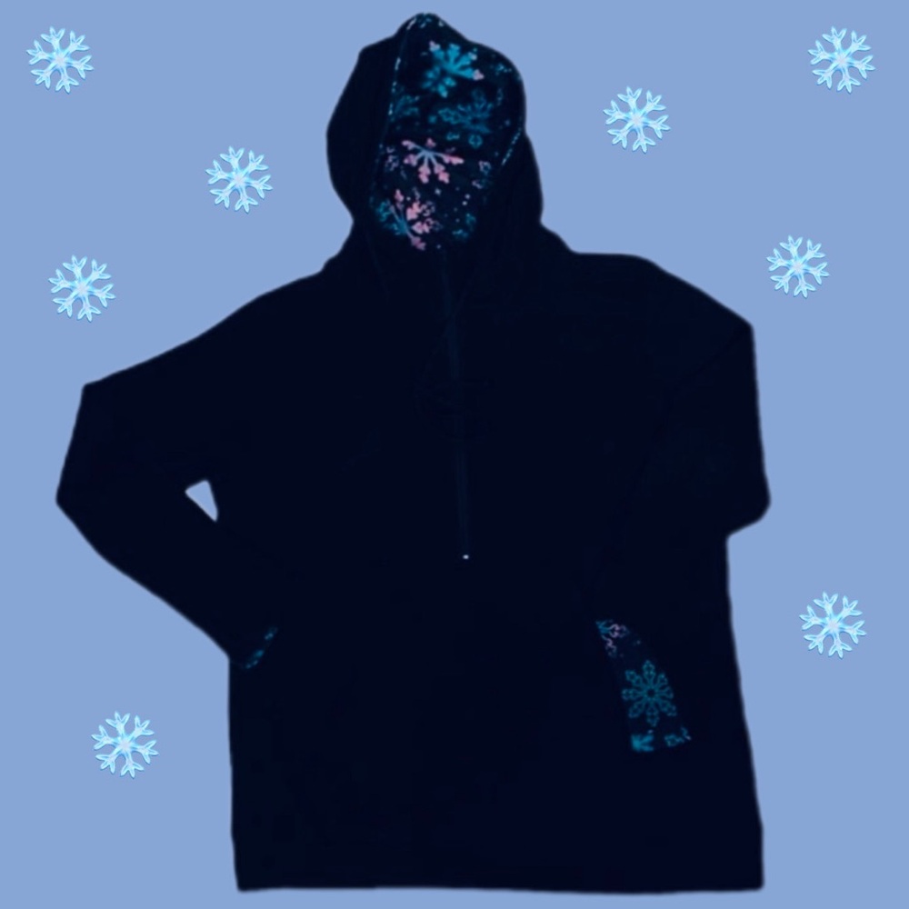 Shirley & Stone Audre Hoodie 1/2 Zip w/ Snowflakes & Thumb holes! Size Large